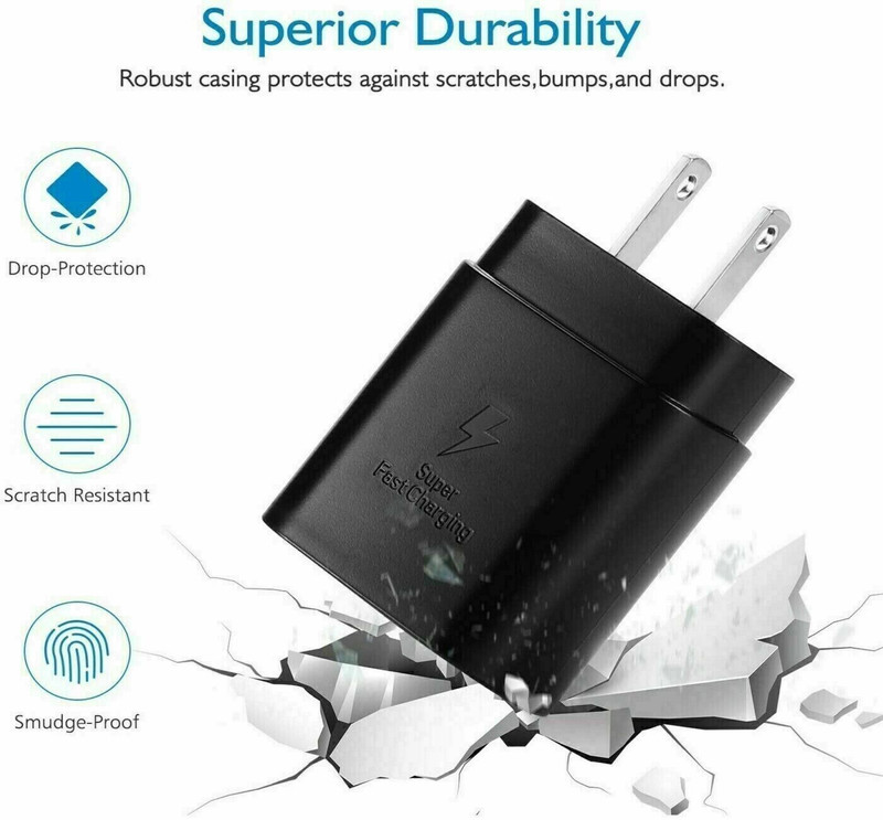 25w Super Fast Charger Type USB-C 10FT Cable For Samsung Galaxy S23 S22 S21 S20 gallery