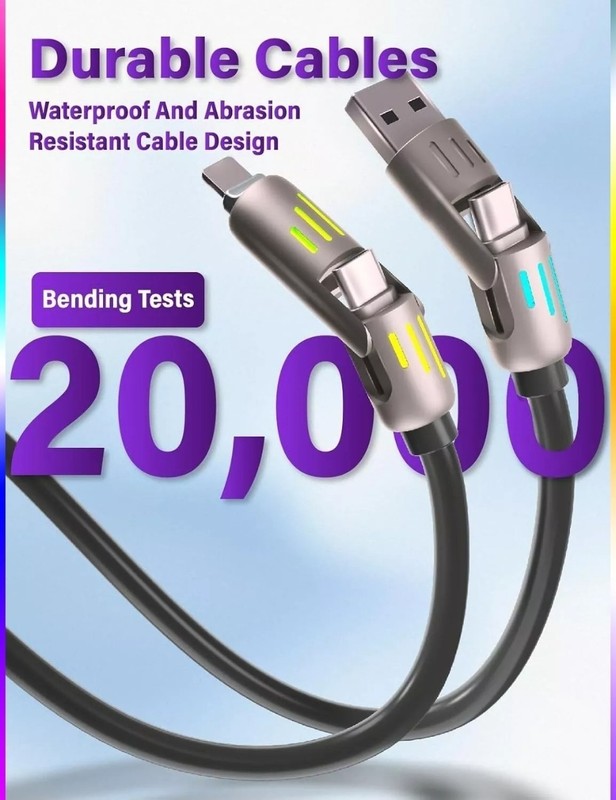 4 in 1 Multi-USB Charging Cable - MAX 240W Fast Charging w/ USB A+ Type-C 3.5ft gallery