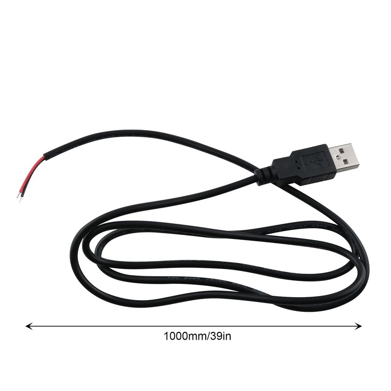 2pcs 24AWG USB Pigtail 2 Wire Cable 3.3 Feet (1 Meter) Plug Power Cable - 5V ... gallery