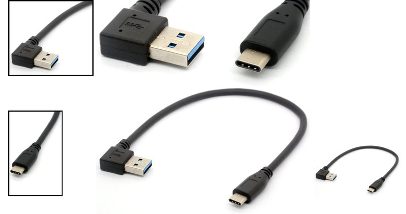 30cm USB C to USB 3.0 Right Angle Cable, Fast Sync & Charge, Black gallery