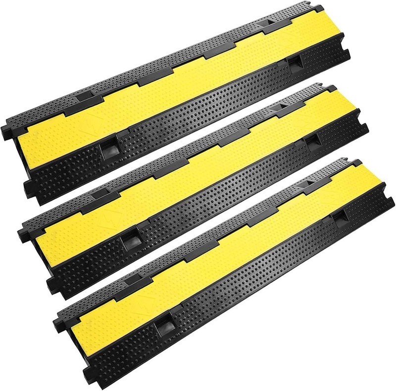 3 Pack Heavy Duty Rubber Cable Protector Ramp for Driveways and Wires