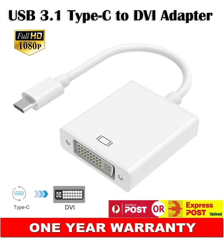USB 3.1 Type-C Male to DVI Female Adapter Cable 4K HD Monitor For Macbook 2015