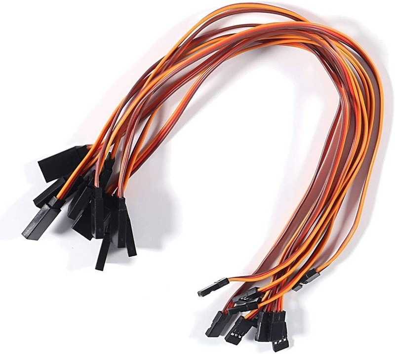 10-Pack 30cm 3-Pin RC Servo Extension Cables - Female to Male, Orange, for RC...