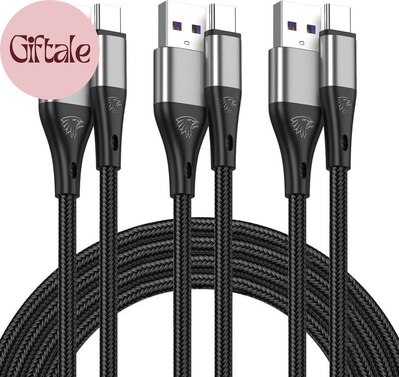 USB to USB C Cable,3Pack 10Ft Premium Nylon Braided Fast Charging,3A Rapid Charg