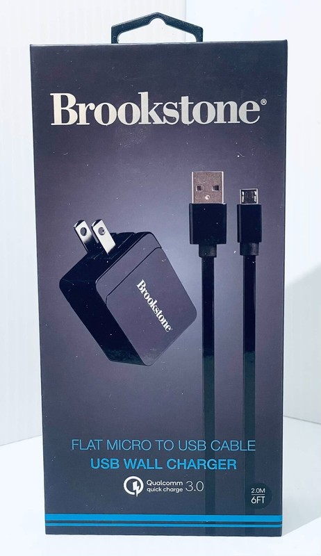 Brookstone Flat Micro To USB Cable Wall Charger Black 6 ft 2 m gallery