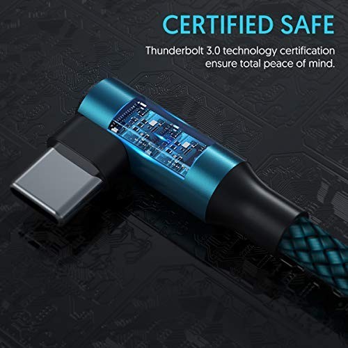 Type C Cable 90 Degrees Right Angle [3-Pack 10Ft] Nylon Braided USB a to USB C F gallery