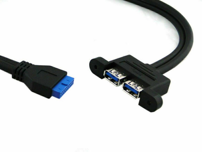 Chenyang Dual Port USB 3.0 Screw PCI Panel A Type to Motherboard 20Pin Cable