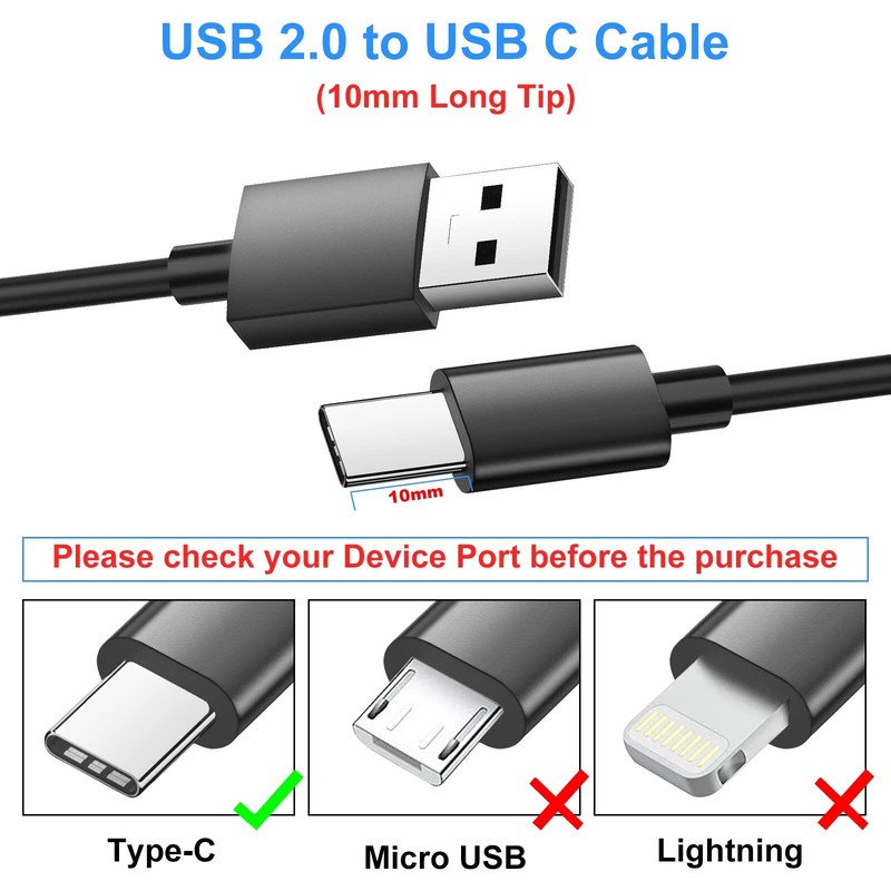 10mm Extended Tip USB Type C Data Sync Charger Cable, 1M Length USB-C Chargin... gallery