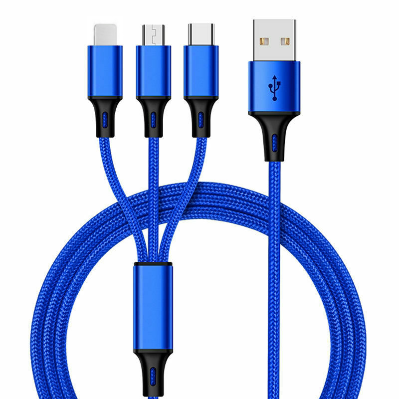 10PACK 3in1 Charger 4ft Universal Fast Charging Cable For iPhone USB-C Micro USB