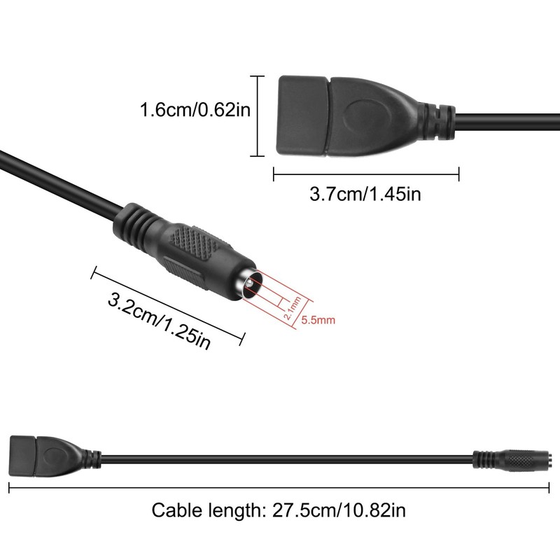 USB to DC 5.5 x 2.1mm Power Cable Adapter 5V Charging Cable DC 5521 Female to... gallery