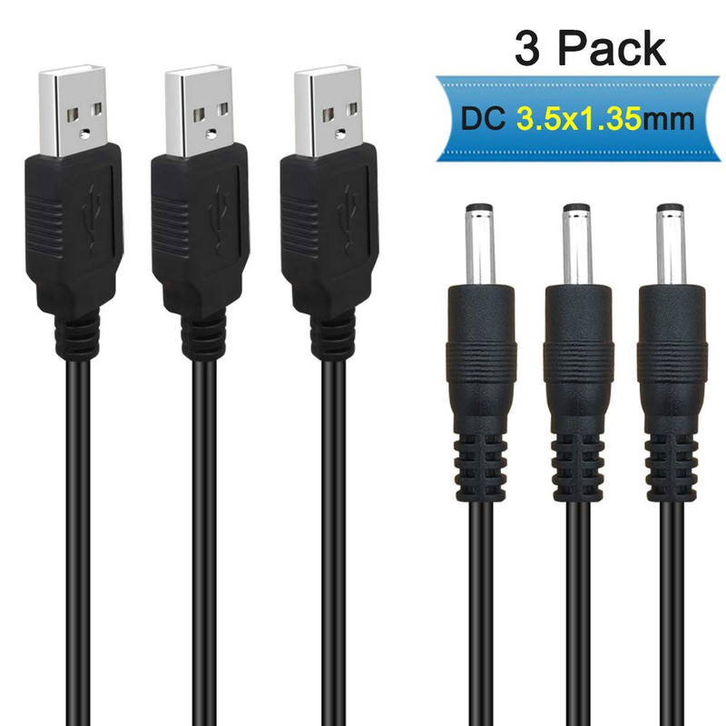 3Pack 6FT 5V DC Power Cord USB to DC 3.5Mm X 1.35Mm Barrel Jack Adapter Connecto gallery