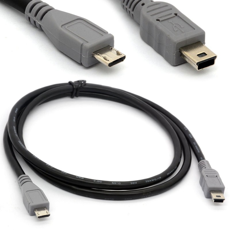 1 Meter Micro USB to Mini 5-pin Cable OTG Mobile Device Adapter Male to Male