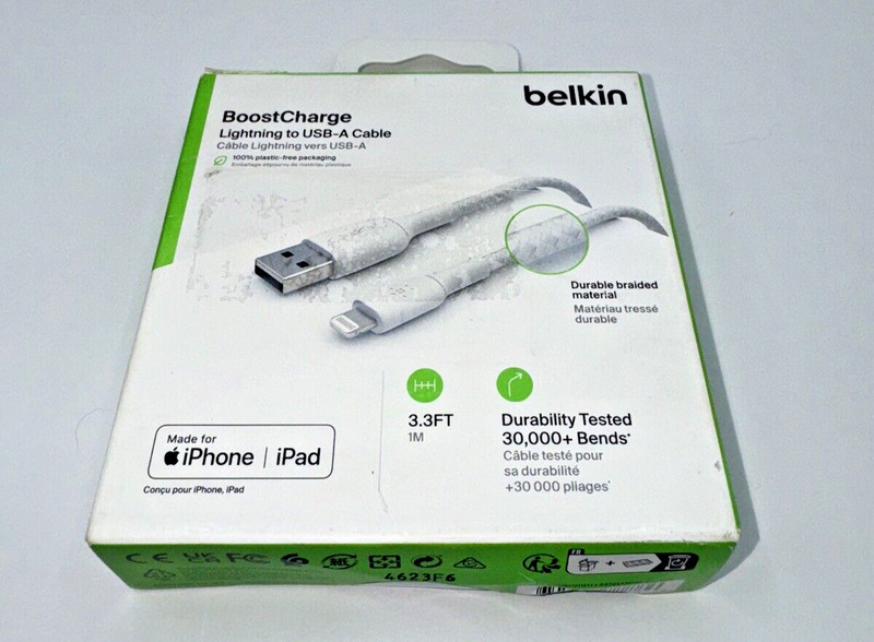 Belkin BoostCharge Braided Cable For Apple – 3.3ft/1M – White