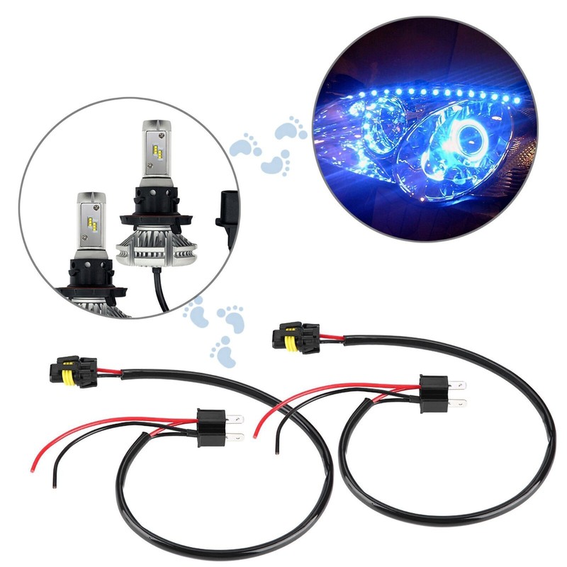 2pcs H4 Sockets to 9006 Bulbs Wire Harness Headlight Fog Light Conversion