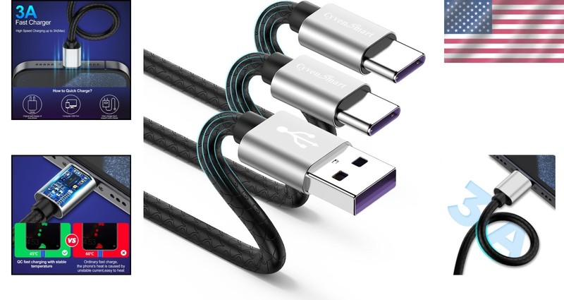 2 Pack 10ft USB C to USB A Cables with Fast Charging and Data Transfer gallery