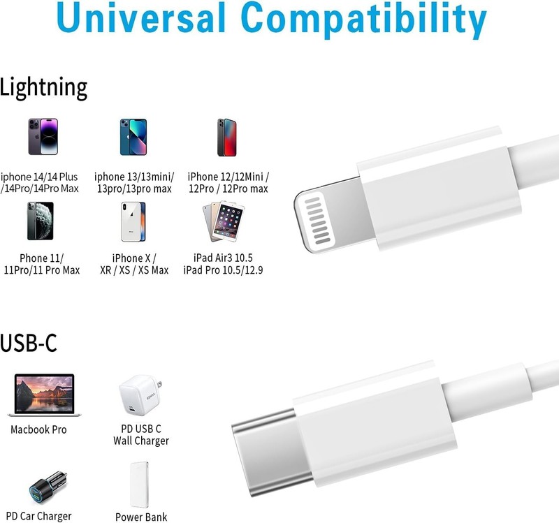 USB C to Lightning Cable 3Pack 6FT Mfi Certified Iphone Fast Charger Cable USB-C gallery