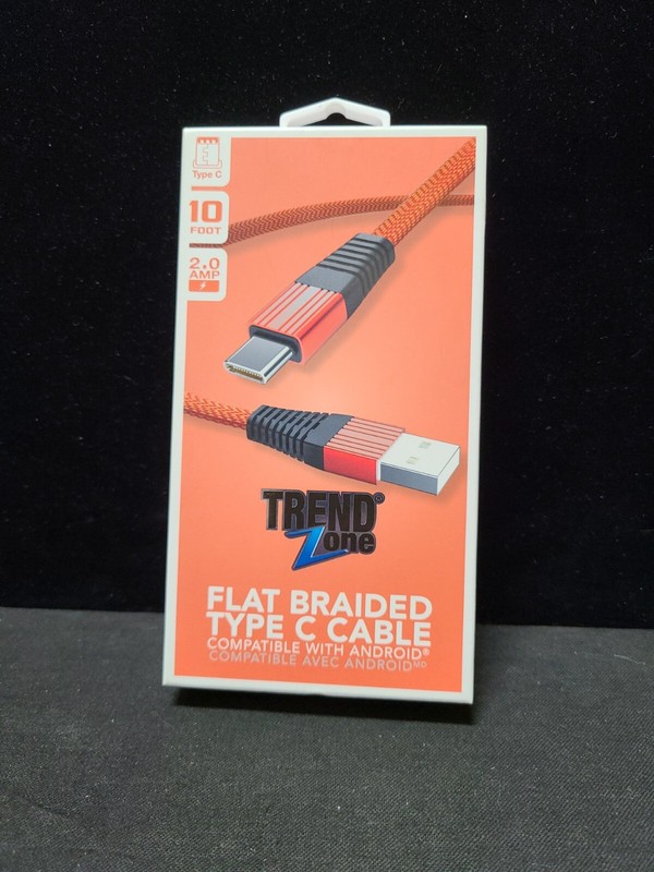 Type c cable to usb TREND Zone flat braided type c cable 10 foot 2.0 Amp gallery