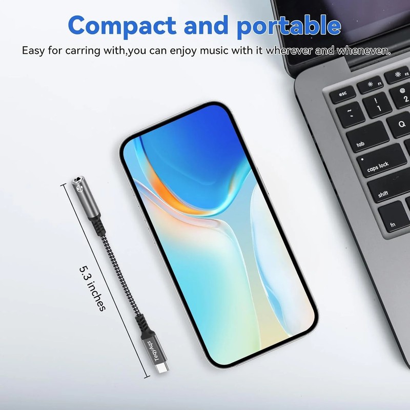 2x Adaptador USB C a conector para auriculares de 3,5 mm Cable dongle tipo C gallery