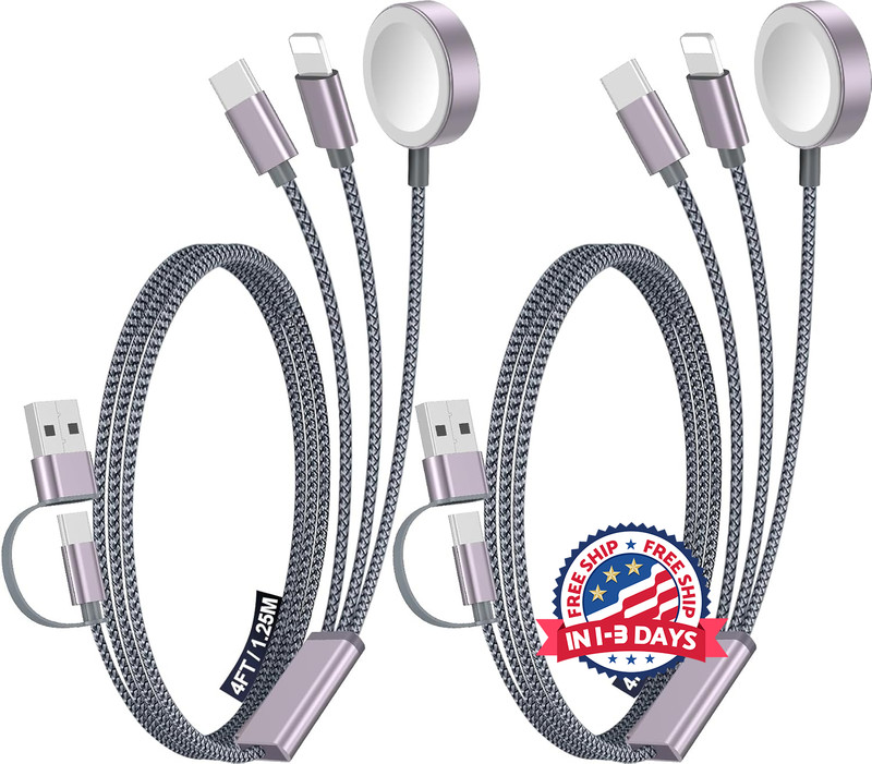 Paquete de 2 cables de carga rápida múltiple para artículos esenciales de viaje