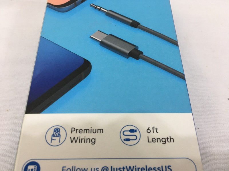 NEW Just Wireless 6-ft Audio Cable USB-C to 3.5mm Jack for Apple & Android (ob) gallery