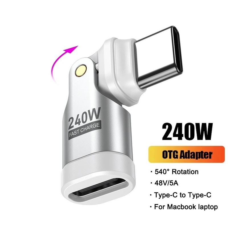 AUFU 240W USB C to USB C Adapter 540° Swivel Type-C Male Female OTG Fast Charger gallery