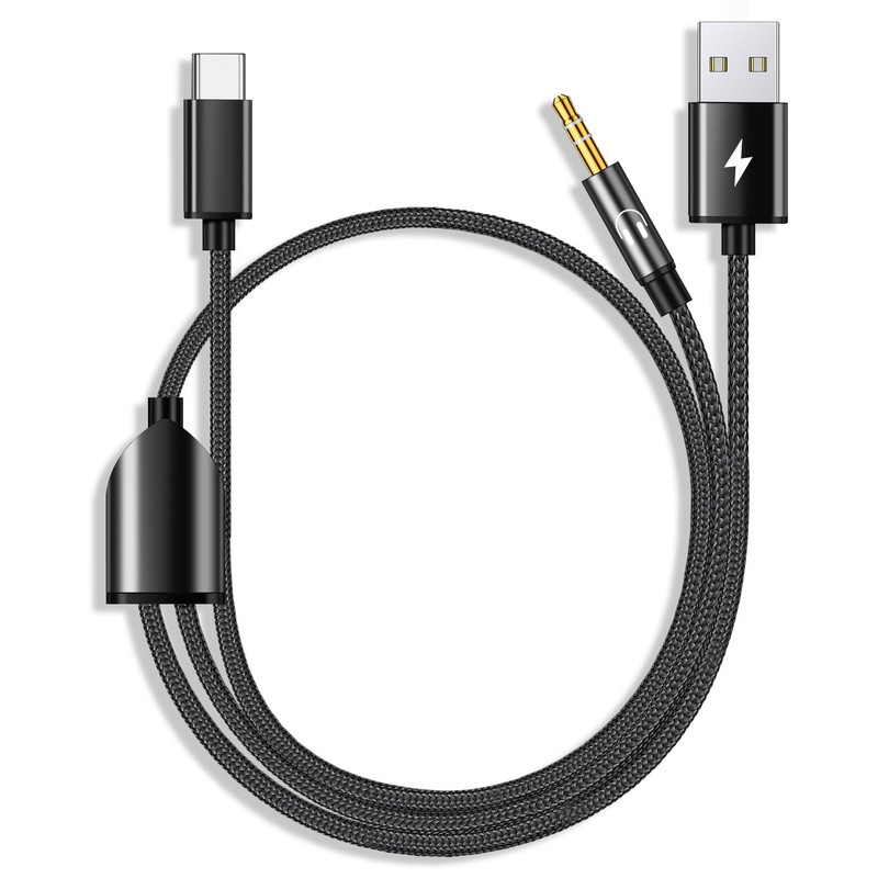 USB C to 3.5Mm Aux Cable, 2 in 1 USB C to 3.5Mm Car Stereo Aux Headphone Jack Ca