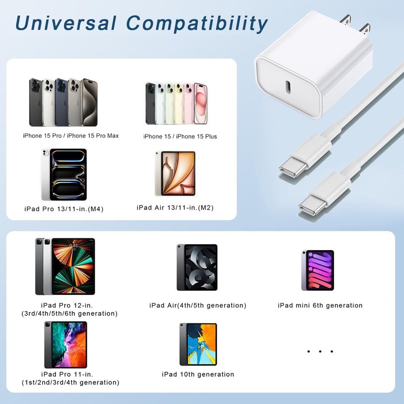 10FT Fast Charging Cord for iPhone 17 16e 15,3Pack Extra Long 10Foot USB C to Ty gallery