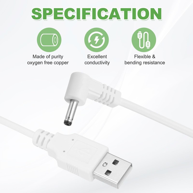 3.3ft USB A to DC, L-Shaped Head Power Connector Cable USB to DC 5V Power Cab... gallery