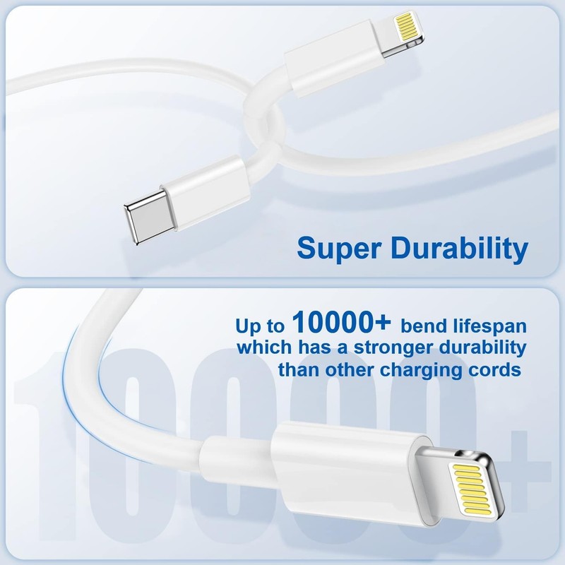 Fast-Charging-Cord [MFi Certified],20W PD USB C Wall Charger and 2-Pack(6ft+1... gallery