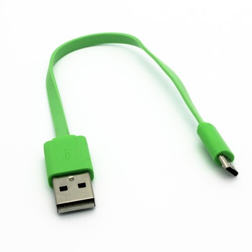 MicroUSB Short USB Cable Charger Cord Power Wire Green Flat Fast for SmartPhones gallery