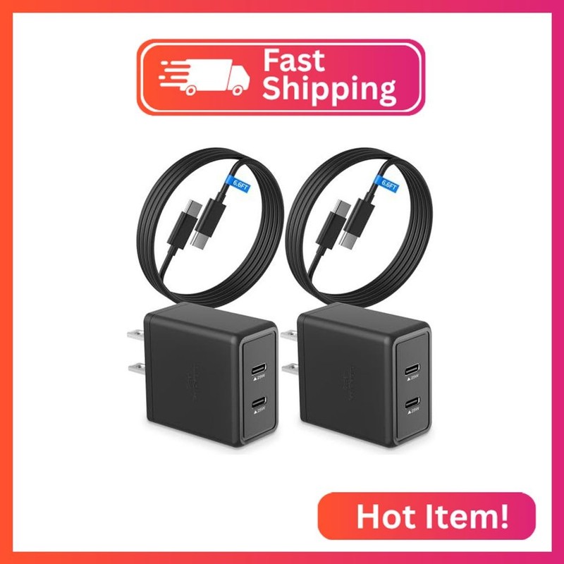 2 Pack 25W Super Fast Charger for Samsung Galaxy A17 A16 A15 A14 5G A56 A55 A54