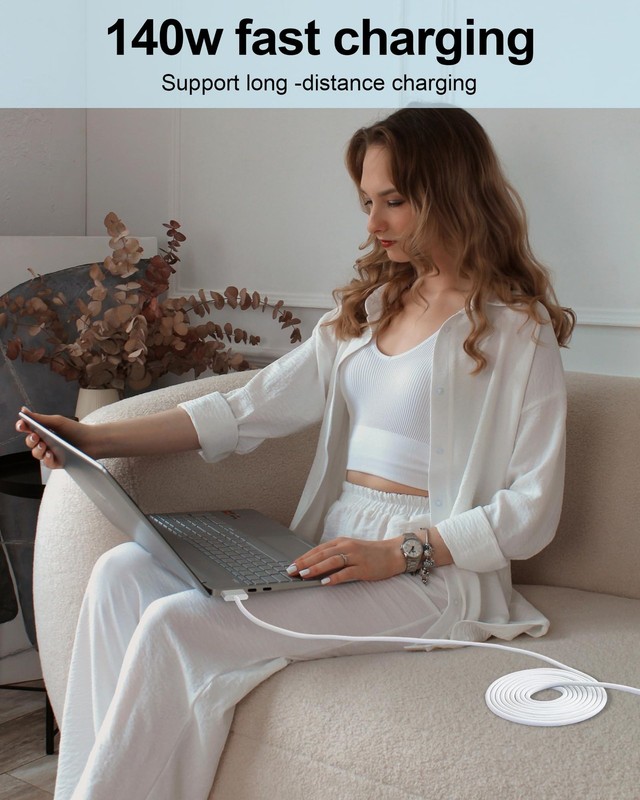 RULGOI 140W USB-C to Magnetic 3 Charging Cable, Compatible with 6.6FT, White gallery