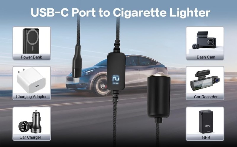 USB C to 12V Adapter, USB C to 12V Cigarette Lighter Adapter Type C Male to 12V gallery
