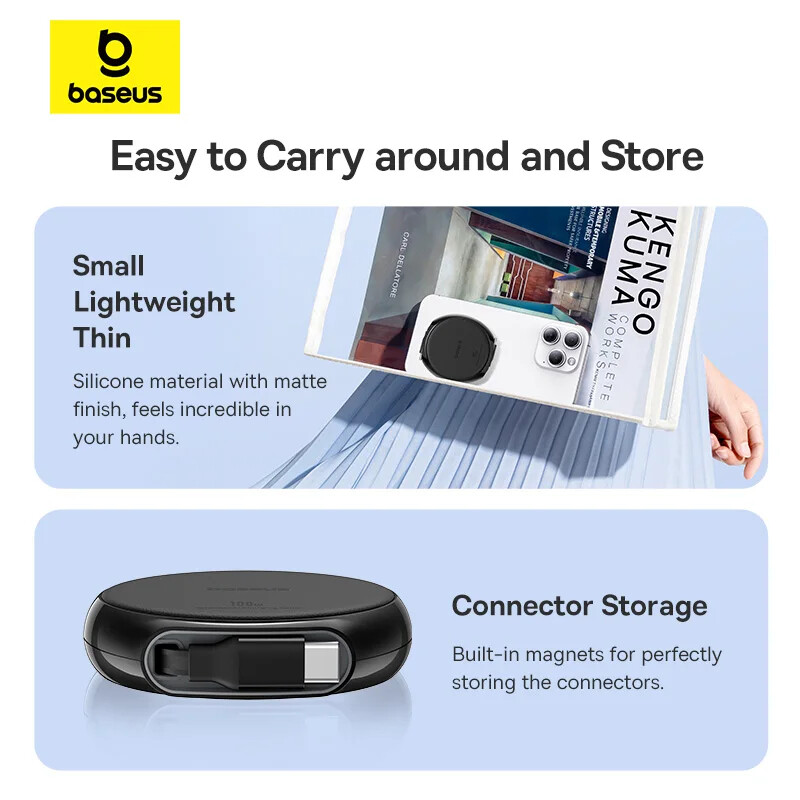 Baseus Retractable 100W USB C Fast Charger Cable Cord For iPhone 15 MacBook iPad gallery