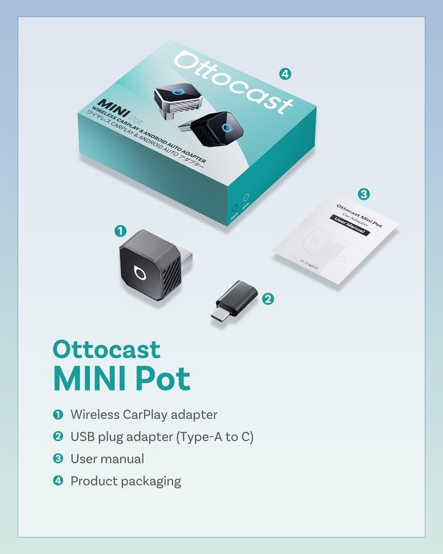 Mini 3.0 (Pot) 2025 2-in-1 Wireless CarPlay/Android Auto Adapter, 5GHz WiFi, ... gallery