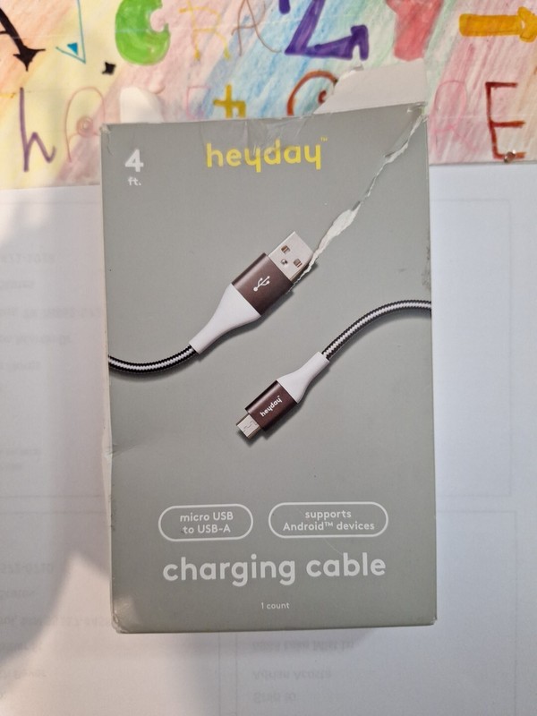 4' micro usb to usb-a braided cable - heyday™ black/white/gunmetal