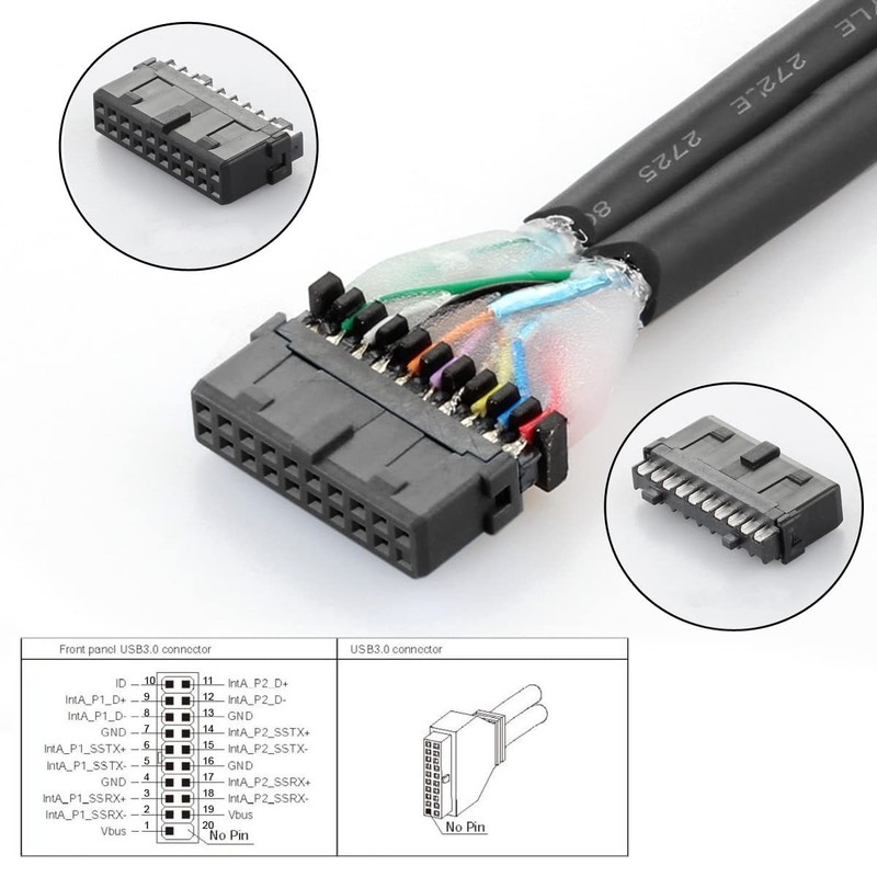 Motherboard 19pin USB 3.0 Header 1 to 2 USB2.0 9Pin Female Extension HUB Conn... gallery
