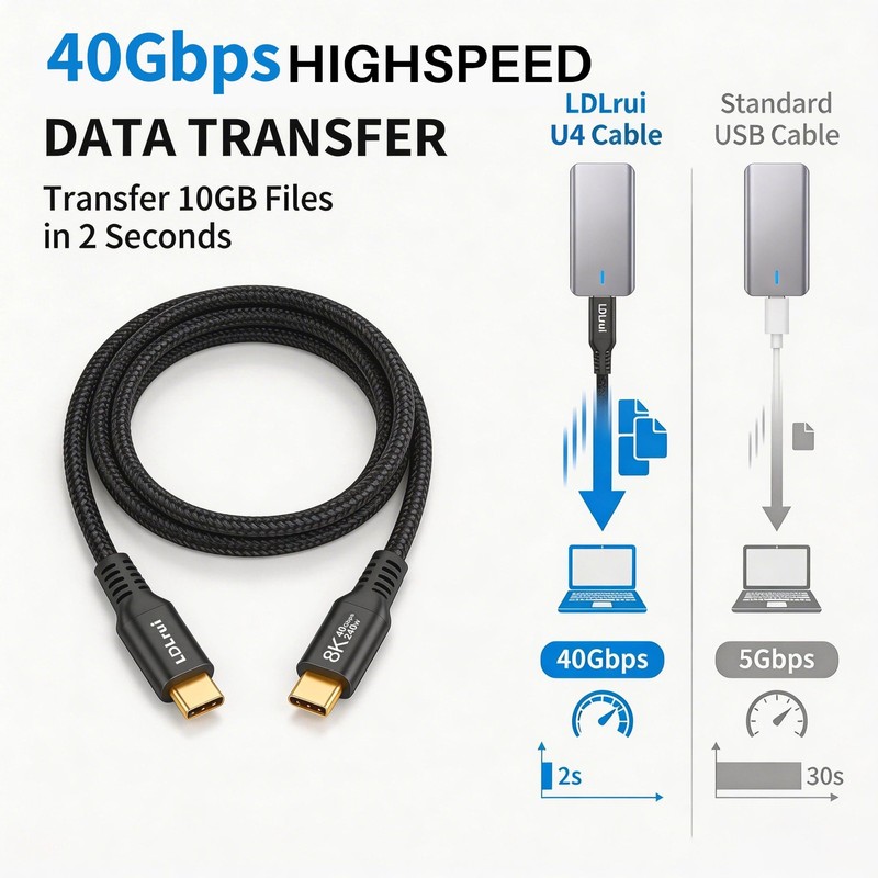 USB4 Data Cable 3FT, 40Gbps, Thunderbolt 4/3 , 240W PD 3.1 Fast Charging, 8K6... gallery