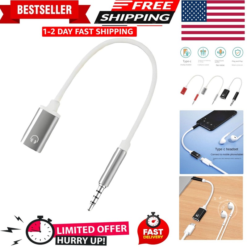3.5mm Male to USB C Female Audio Adapter, Only Analog Audio Aux Jack Cable fo...