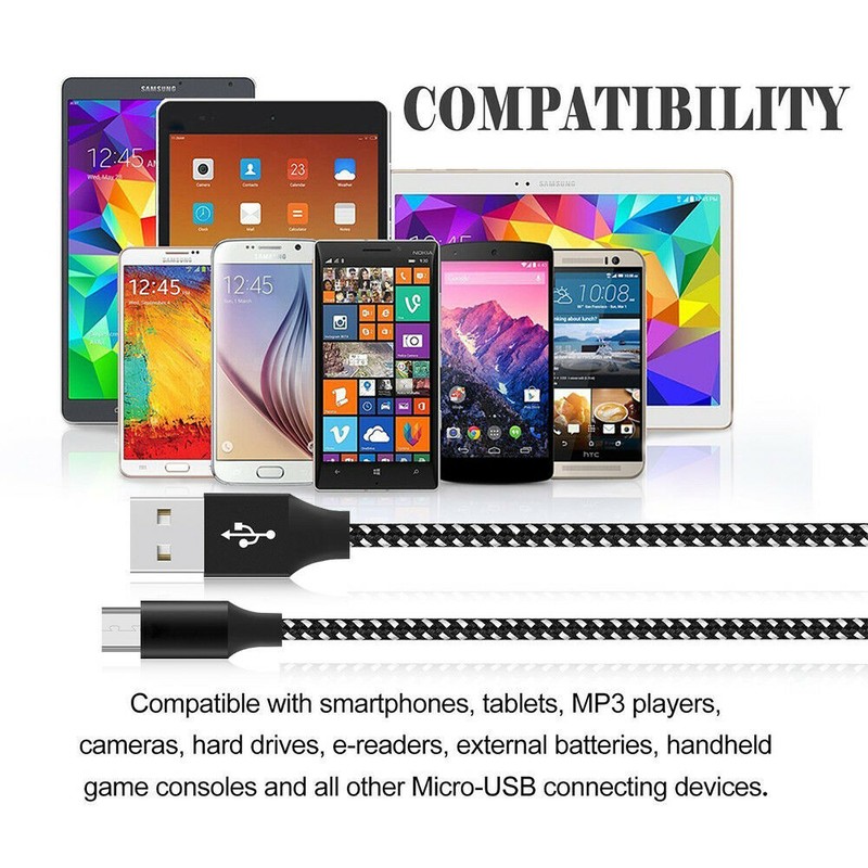 3/6/10Ft Micro USB Fast Charger Data Sync Cable Cord Lot For Samsung Android LG gallery