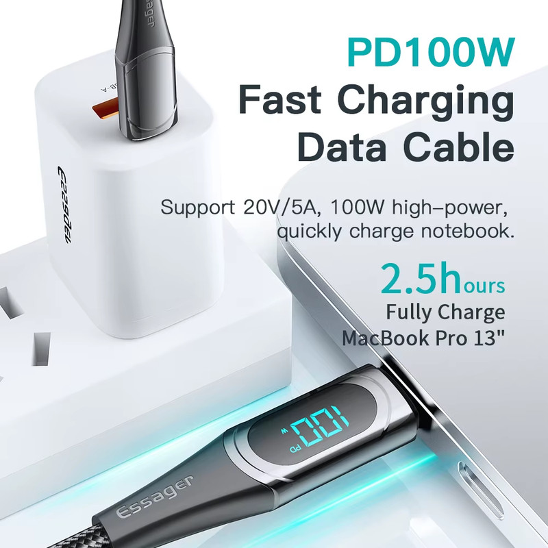 USB Type C to USB C Cable 100W/5A PD Fast Charging Charger Wire Cord for Macbook gallery