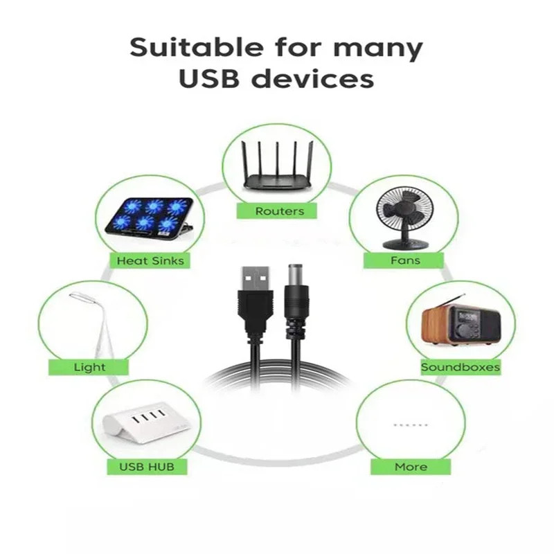 WiFi Power Bank Cable USB to DC 5V 12V Boost Converter Cord for Router Modem gallery