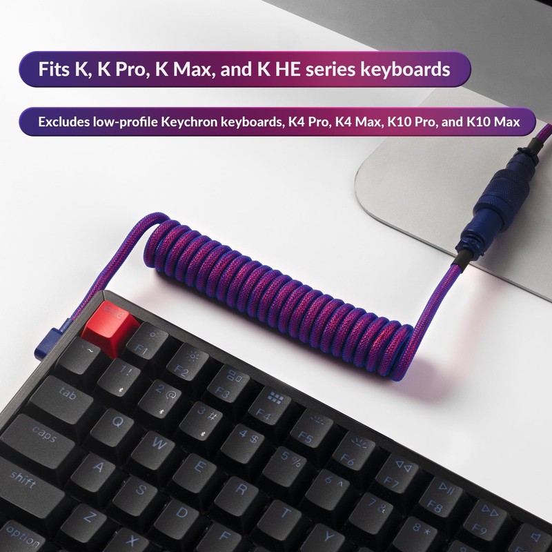 Premium Coiled USB-C Angled Purple Cable, 5-Pin GX16 Detachable Metal Connect... gallery