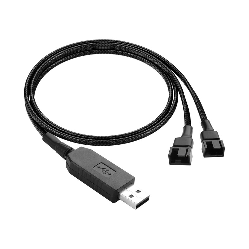12V USB to 4PIN Fan Step-Up Cable，USB to Dual 3-Pin / 4-Pin Power Splitter Ca…