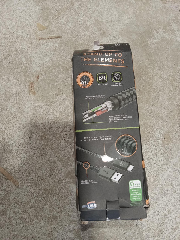 NEW Eco Survivor Extra Long USB-C to USB-A Cable Braided Fast Charging OPEN BOX gallery