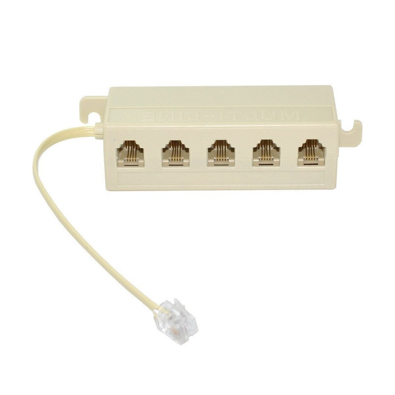 Five 5 Way Outlet 6P4C RJ11 RJ12 Telephone Phone Modular Jack Line Splitter