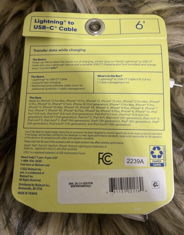 Connect Onn USB To USB-C Cable 6Ft, (1,8 m) Multicolor gallery