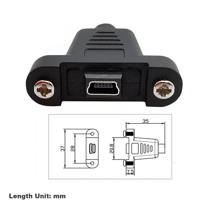0.3 Meter Mini USB 5 Pin Extension Cable Right Angle Bolt Screw Mount Cord gallery