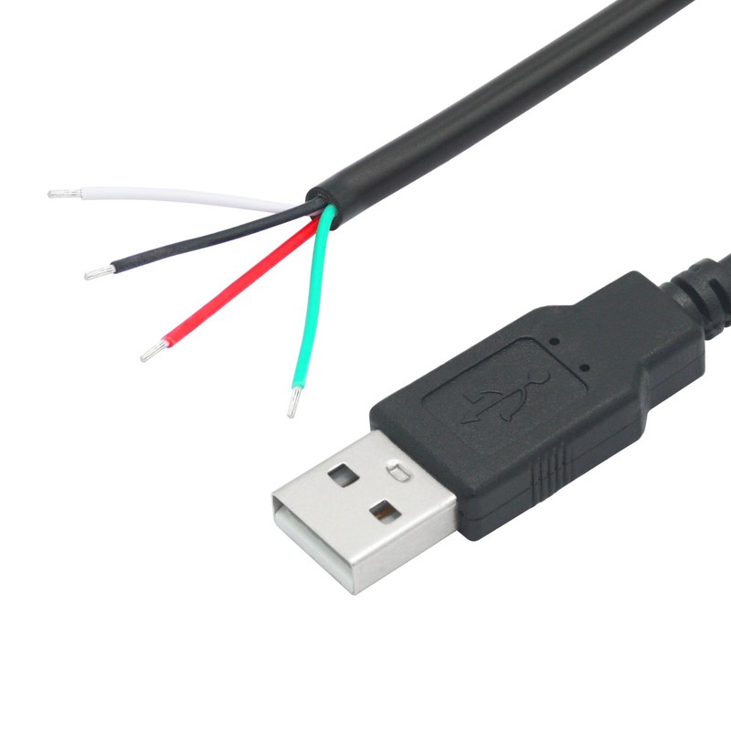 USB A Male to 4 Pin Bare Wire, 4 PCS, 11 inch, 22AWG, 5V/3A, Pigtail DIY Cable gallery
