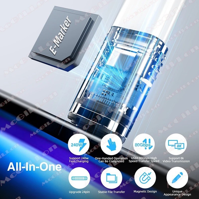 USB4 Magnetic USB C to USB C Adapter 240W 80Gbps Fast Charging 8K 60Hz gallery